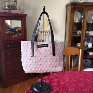 Jimmy Choo Lavender & Black Star Embossed Leather Small Tote - Like New